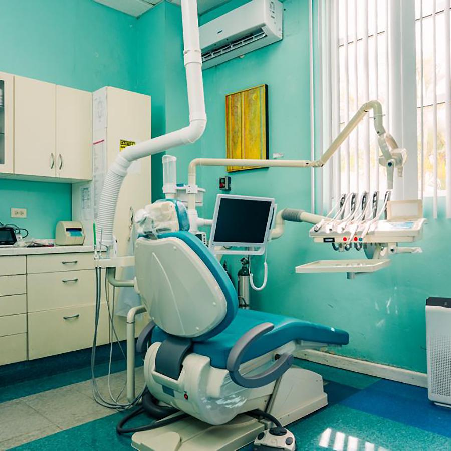 An examination room at the Oral Care Centre